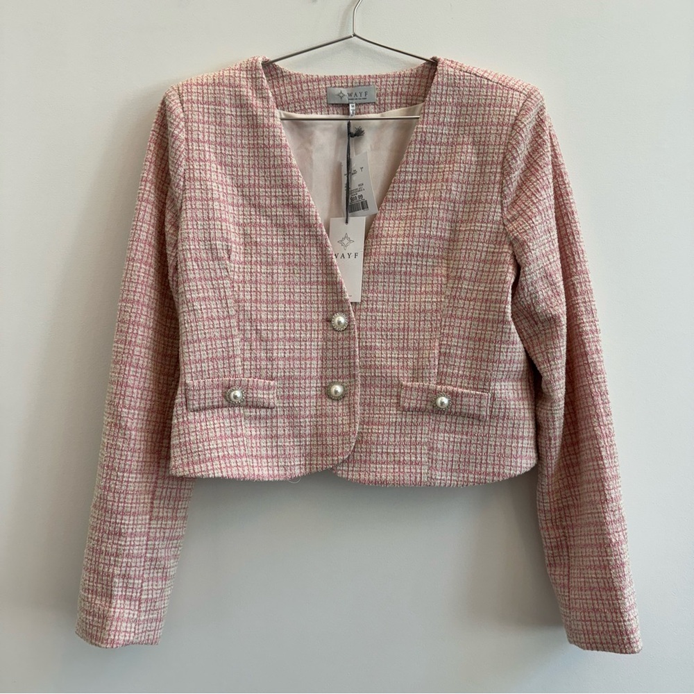 Wayf Pink Tweed Women's Jacket